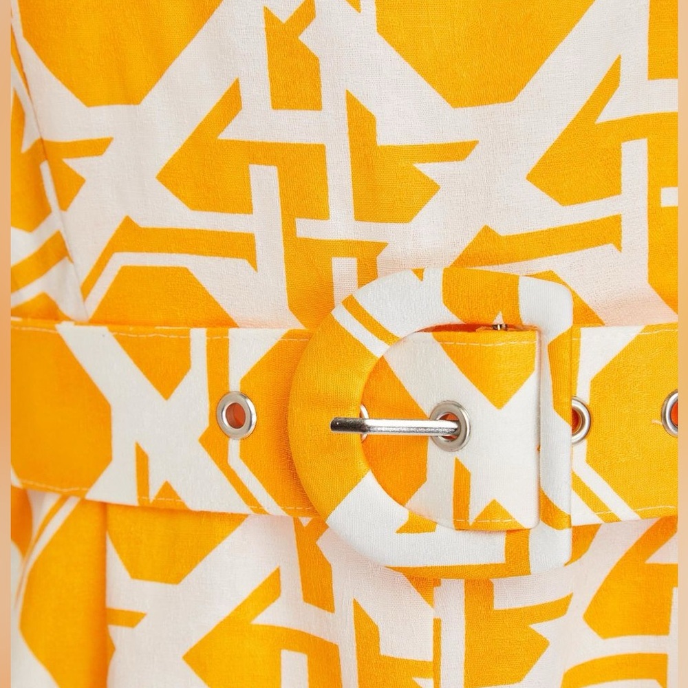 Diane Von Furstenberg Yellow and White Sleeveless Dress - Picture 4 of 9